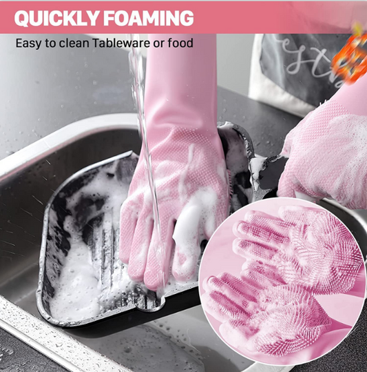 Silicone Dish Washing Gloves™ – 100% Food Grade, Anti-Bacterial Scrubber, for Kitchen Dishwashing